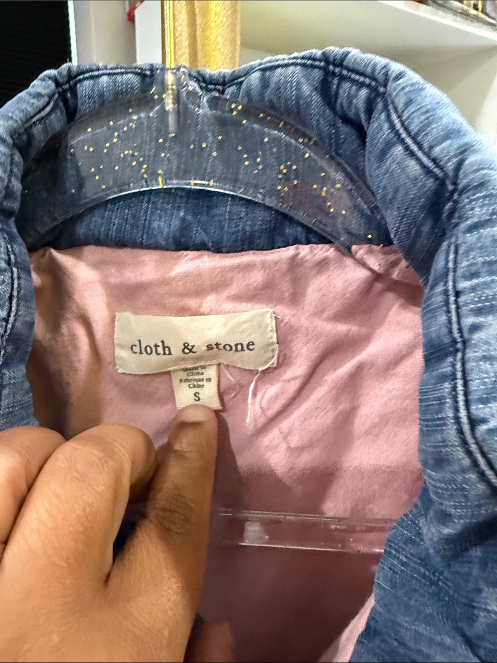 Cloth & Stone Chambray Blue Puffer Vest small pockets zipper - Picture 3 of 4